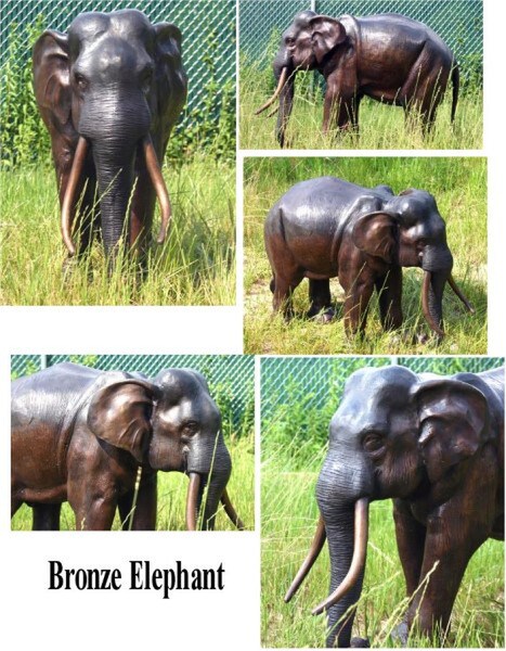 Bronze elephant statue smaller scale replica of African wildlife